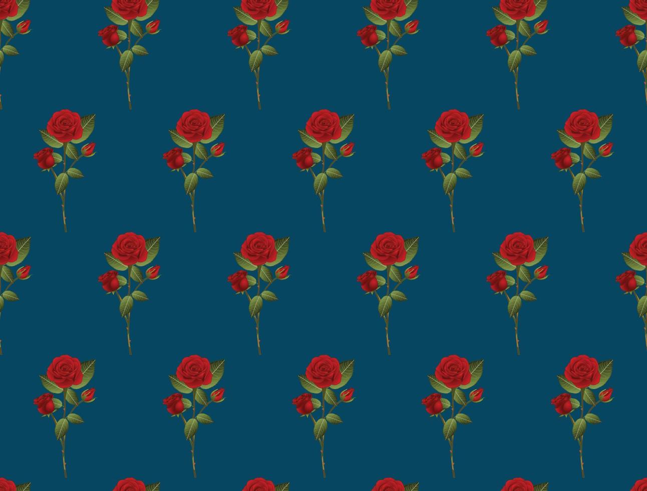 Red Rose Bouquet on Indigo Blue Background vector