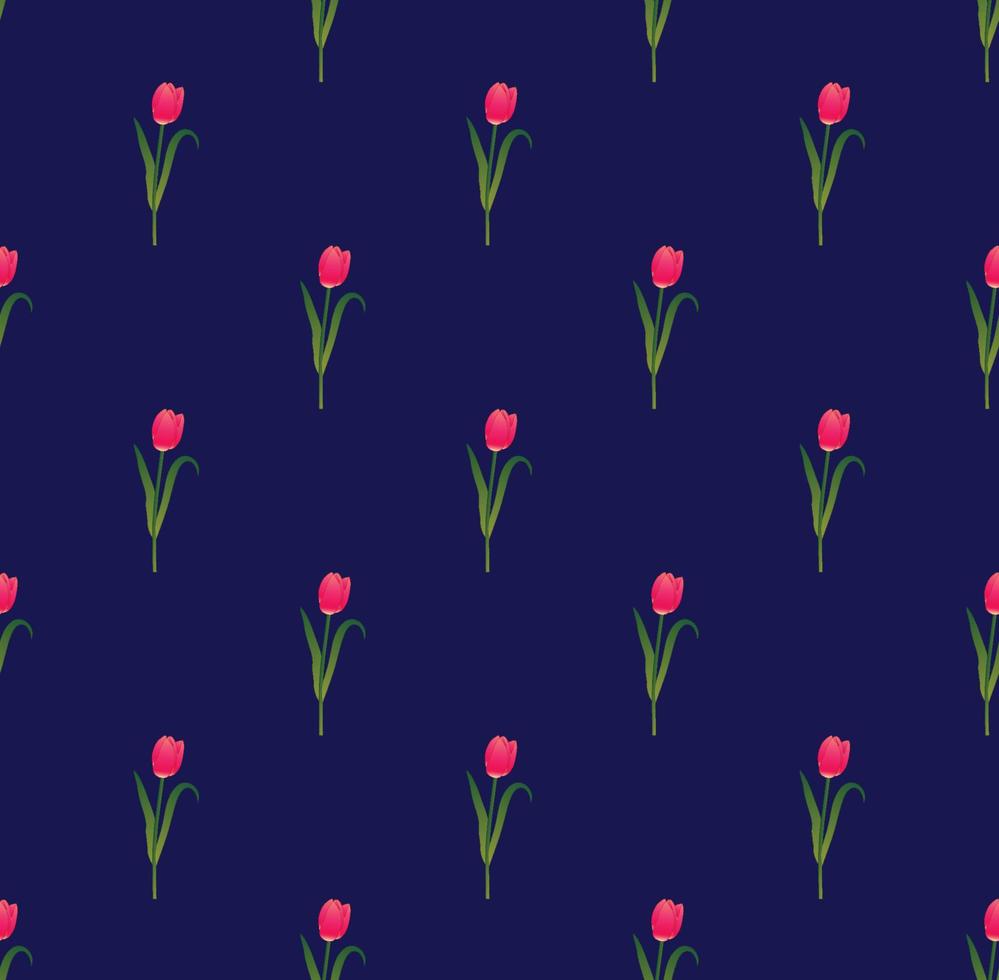 tulipanes rosas sobre fondo azul marino vector