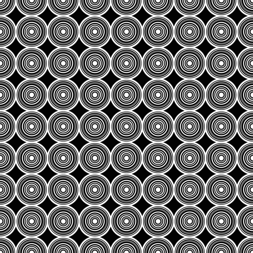 White Circle Mirage Seamless on Black Background. Vector Illustration