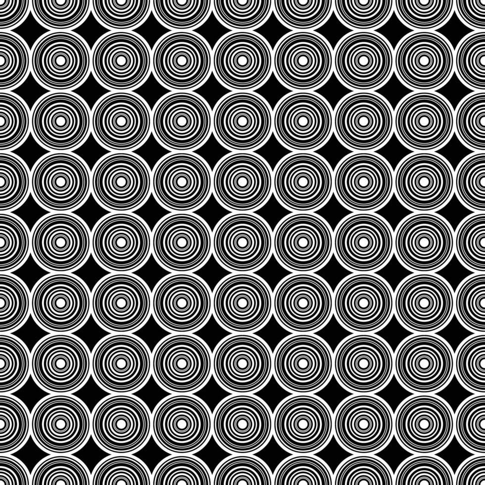 White Circle Mirage Seamless on Black Background. Vector Illustration