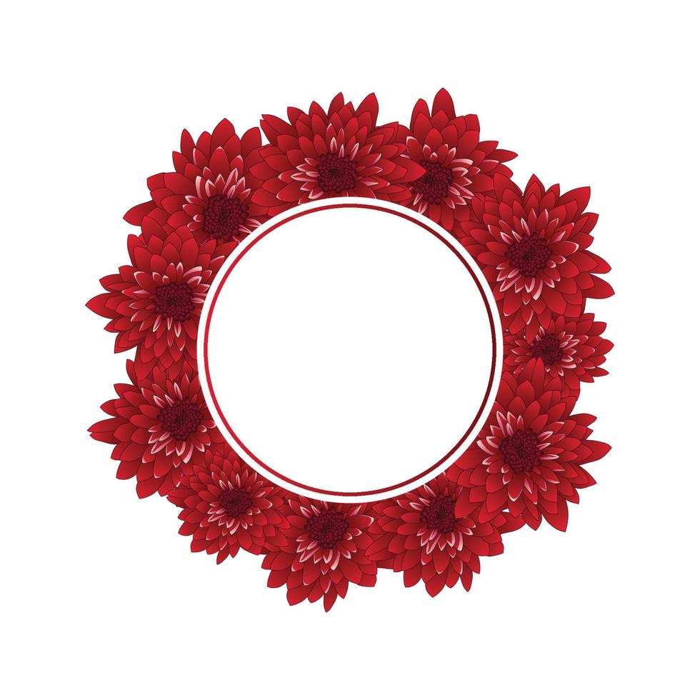 Red Chrysanthemum Banner Wreath vector