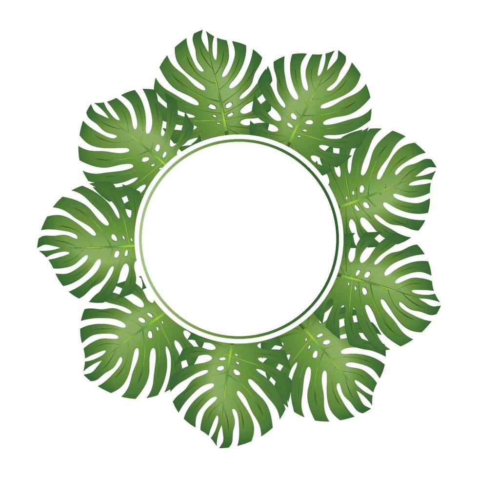 Philodendron Monstera Leaf Banner Wreath vector