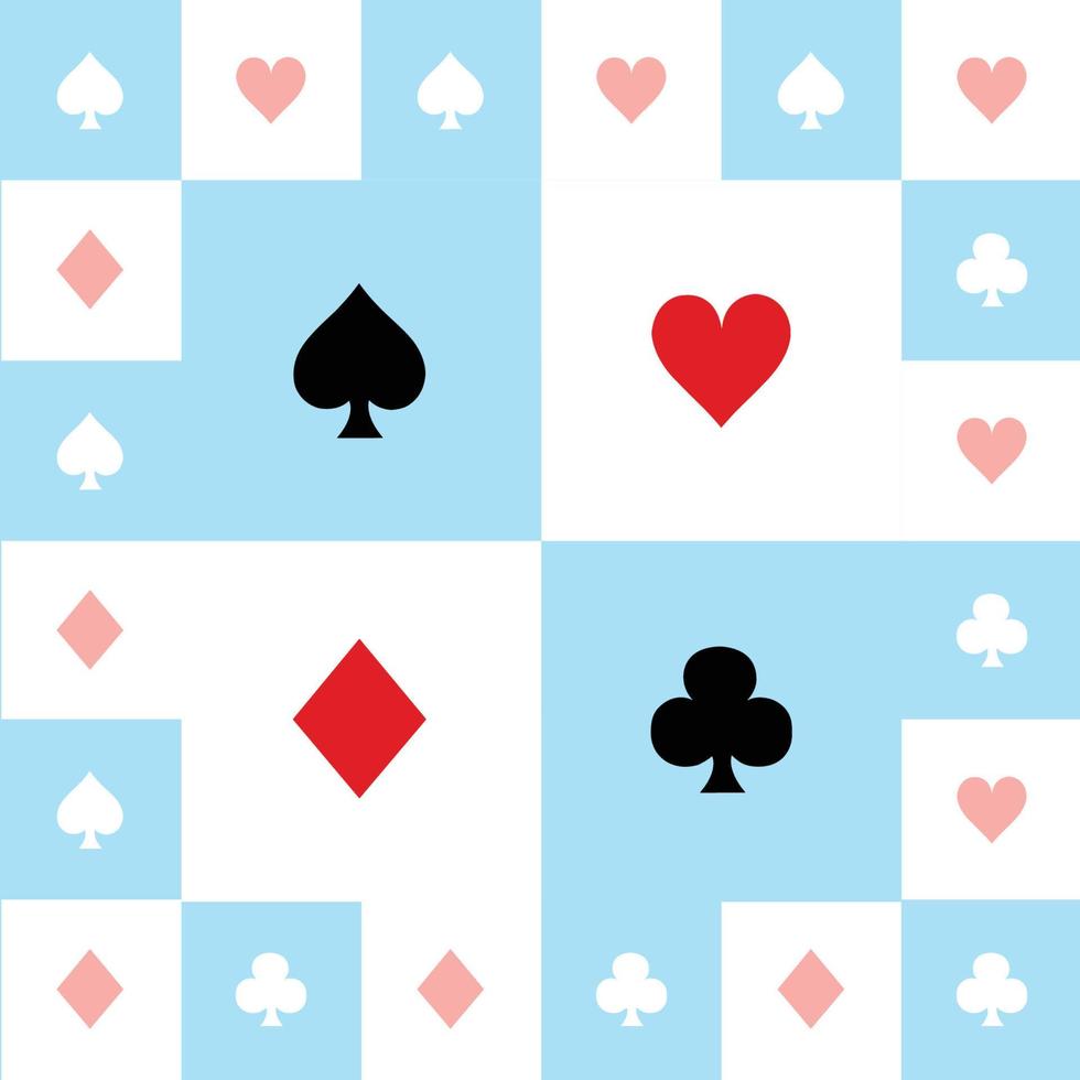 Card Suits Blue Red White Chess Board Background vector