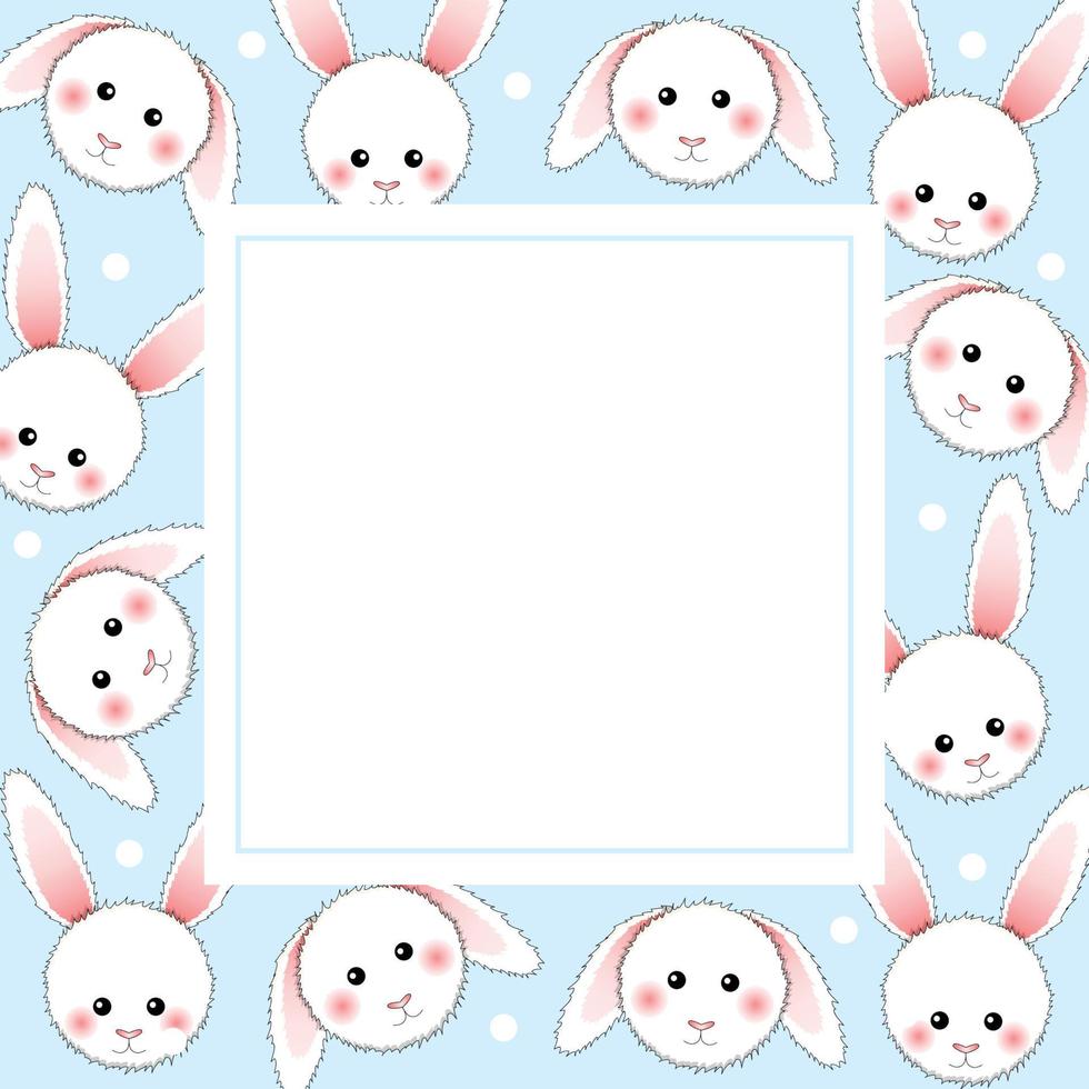 White Rabbit on Light Blue Banner Card. vector