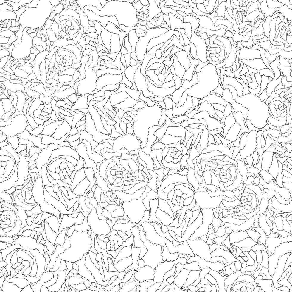 Carnation Flower Outline Seamless Background vector