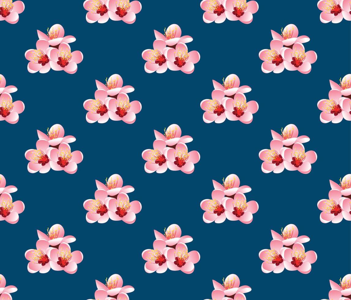 Momo Peach Flower Blossom on Indigo Blue Background vector