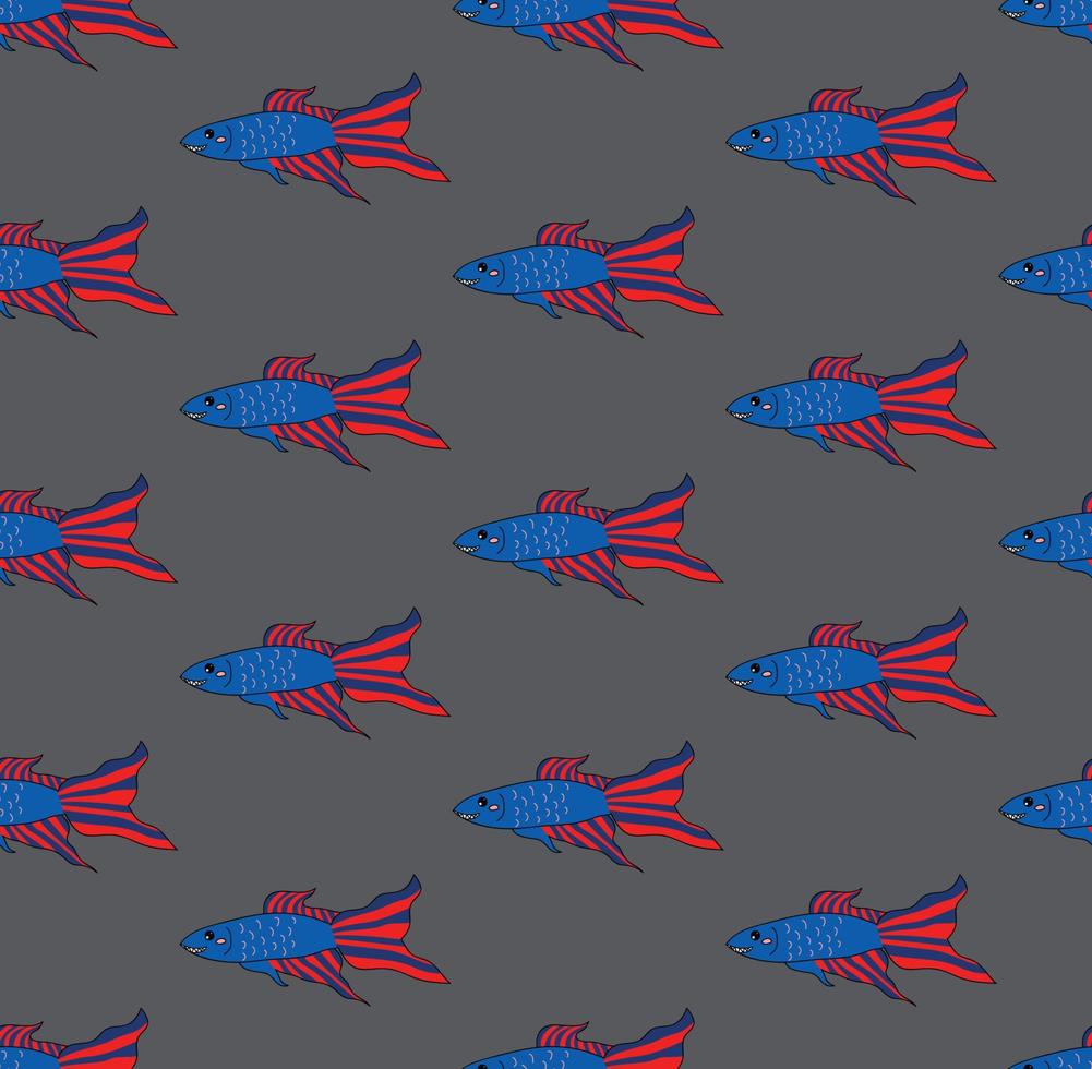 Colorful Siamese Fighting Fish on Gray Brown Background vector
