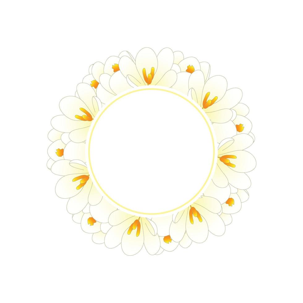 White Crocus Flower Banner Wreath vector