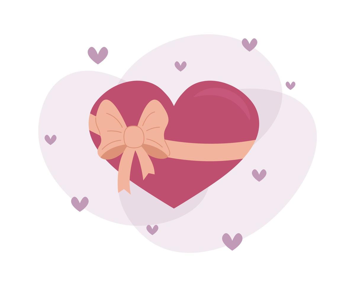 Heart with bow. Valentines Day element vector