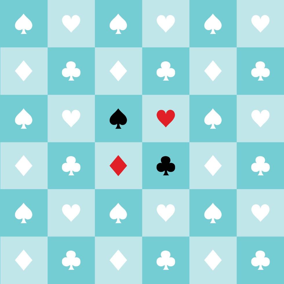 Card Suits Blue Aqua Green Mint White Chess Board Background vector