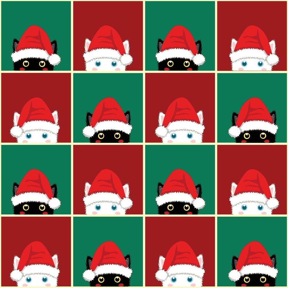 fondo de navidad de tablero de ajedrez de gato blanco negro vector