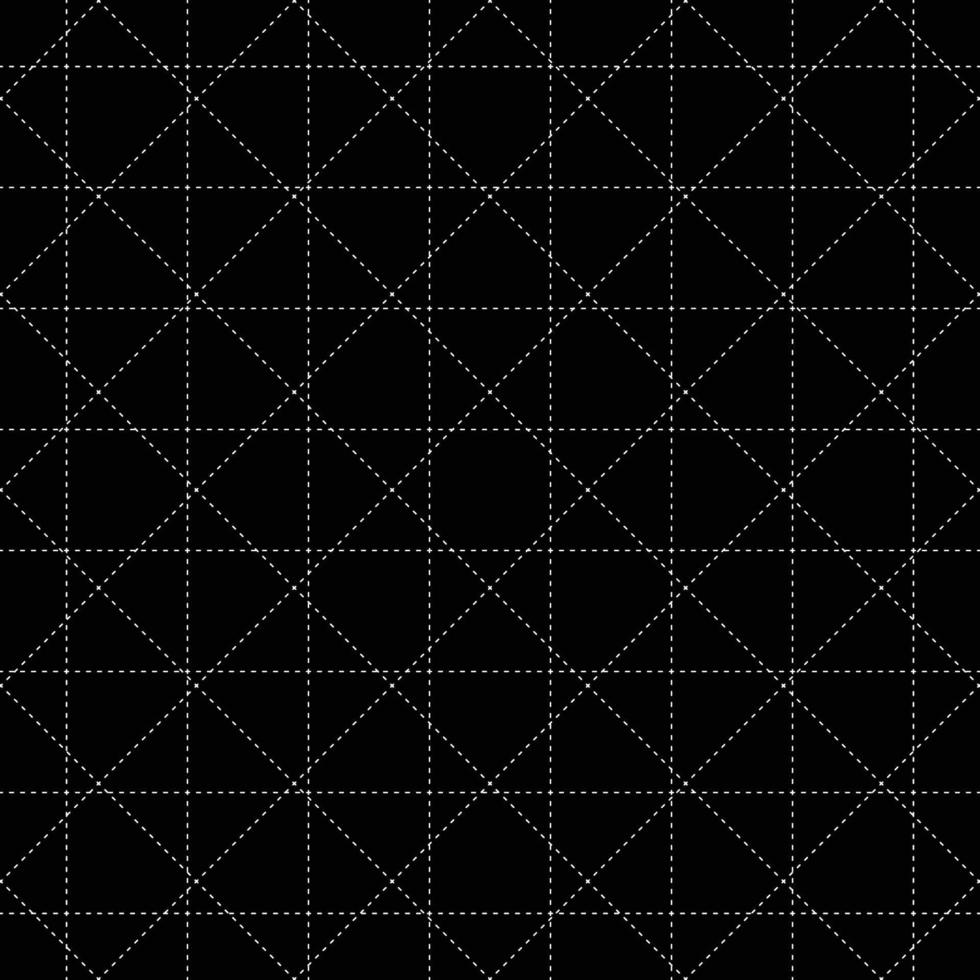 White Dash Square and Diamond Seamless on Black Background vector