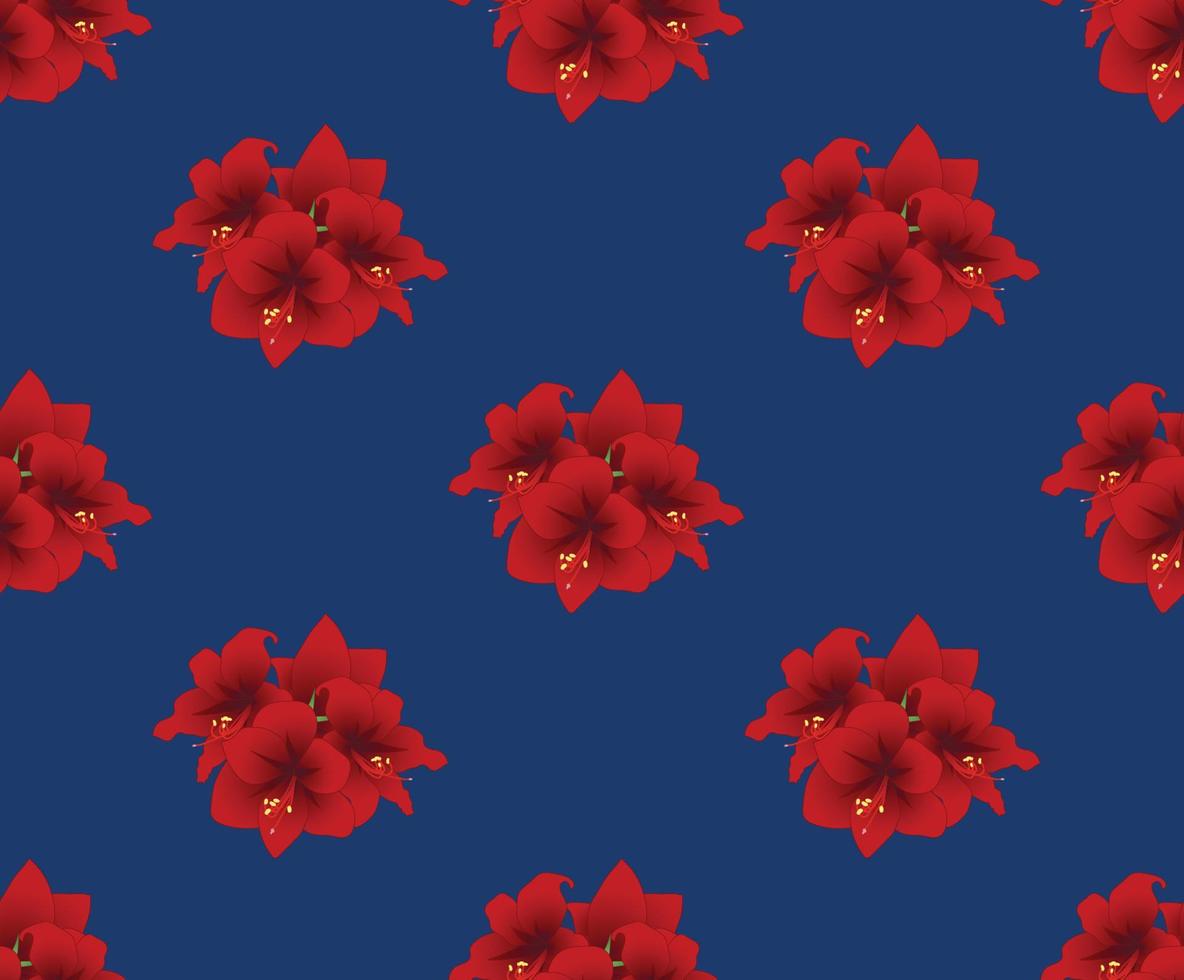 Red Amaryllis on Indigo Blue Background vector