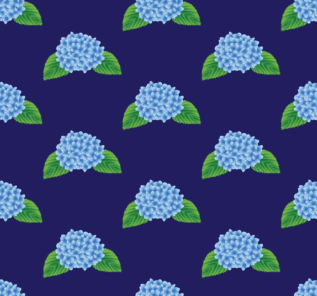 flor de hortensia azul transparente sobre fondo azul marino vector