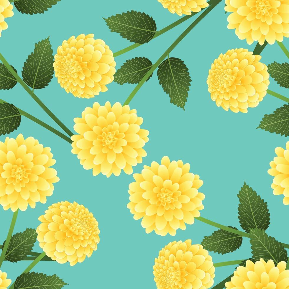 Yellow Dahlia on Green Mint Background vector