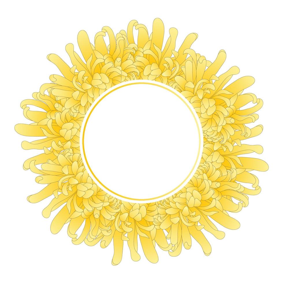 Yellow Chrysanthemum Flower Banner Wreath vector