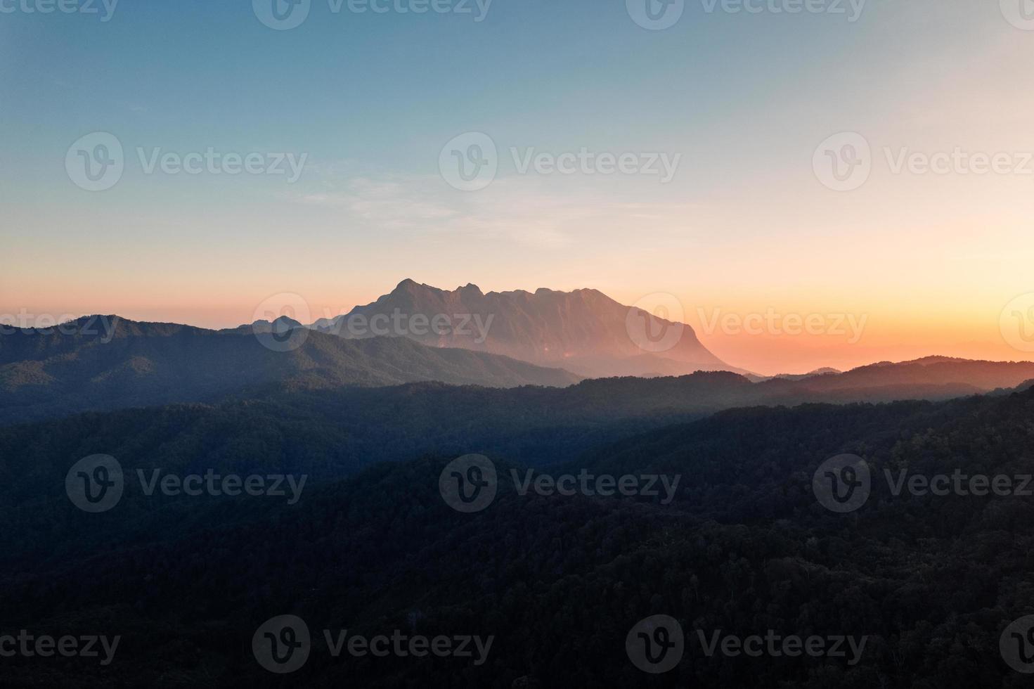 Mountains and forests in the morning photo