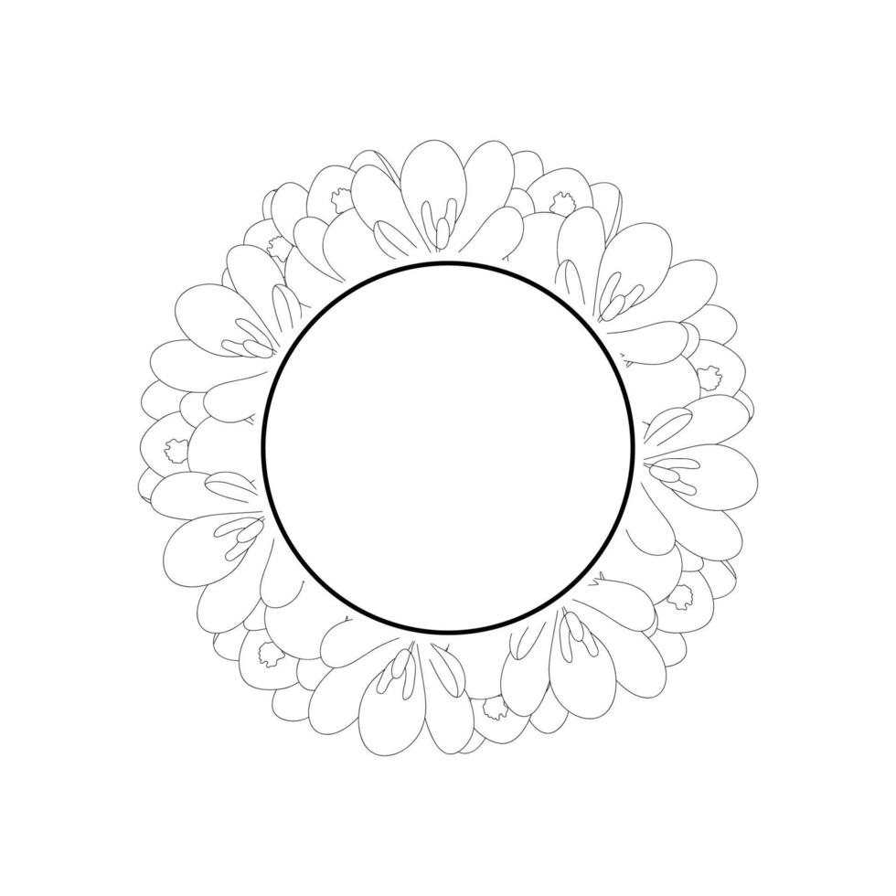Crocus Flower Outline Banner Wreath vector