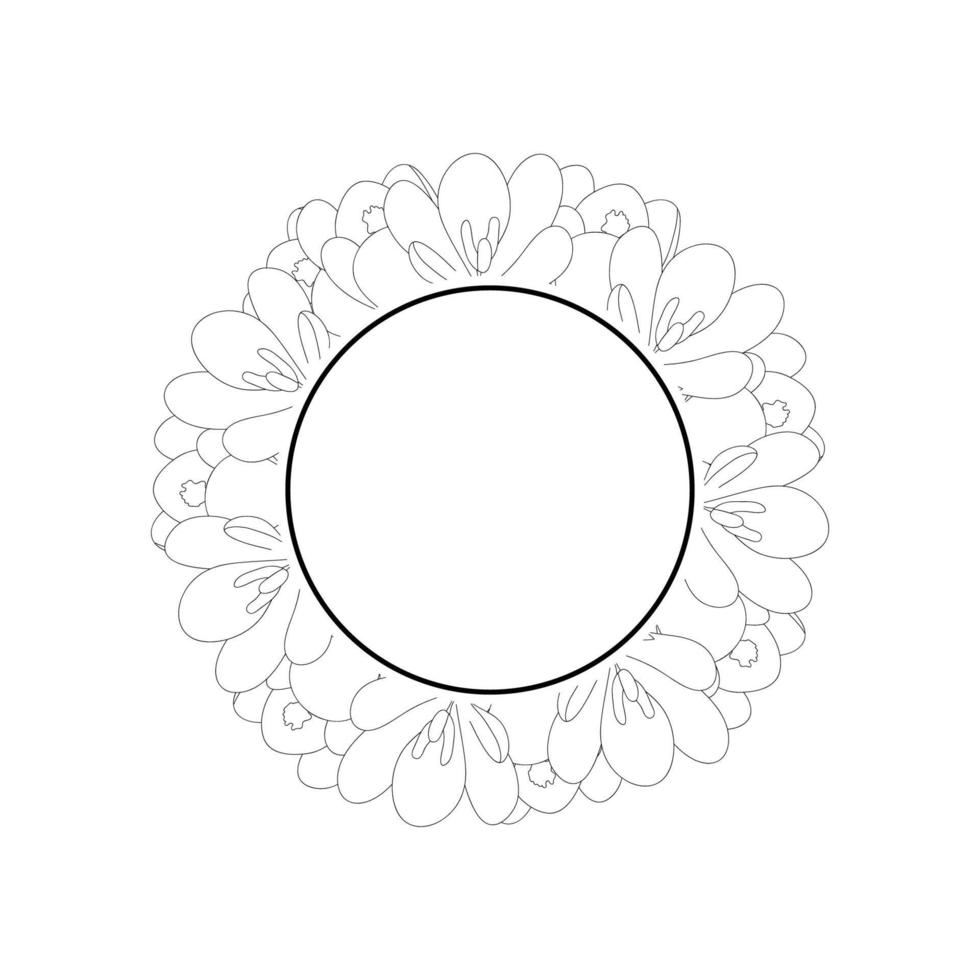 Crocus Flower Outline Banner Wreath vector