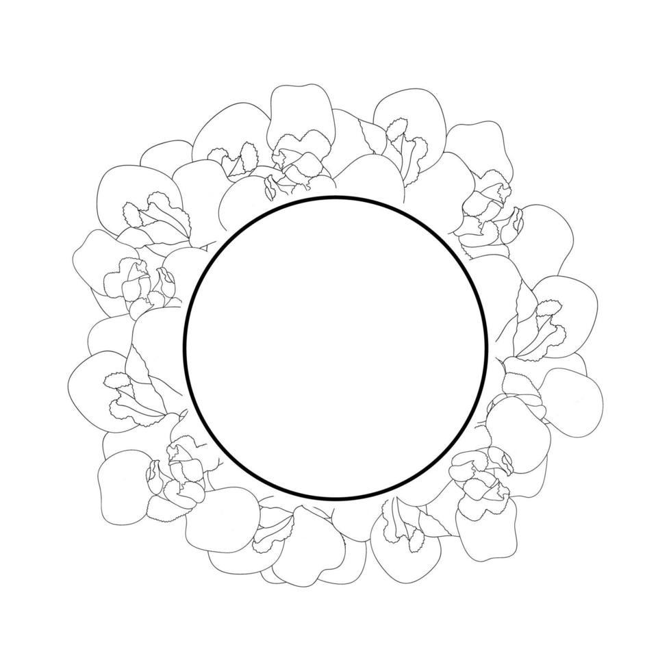 Iris Flower Outline Banner Wreath vector