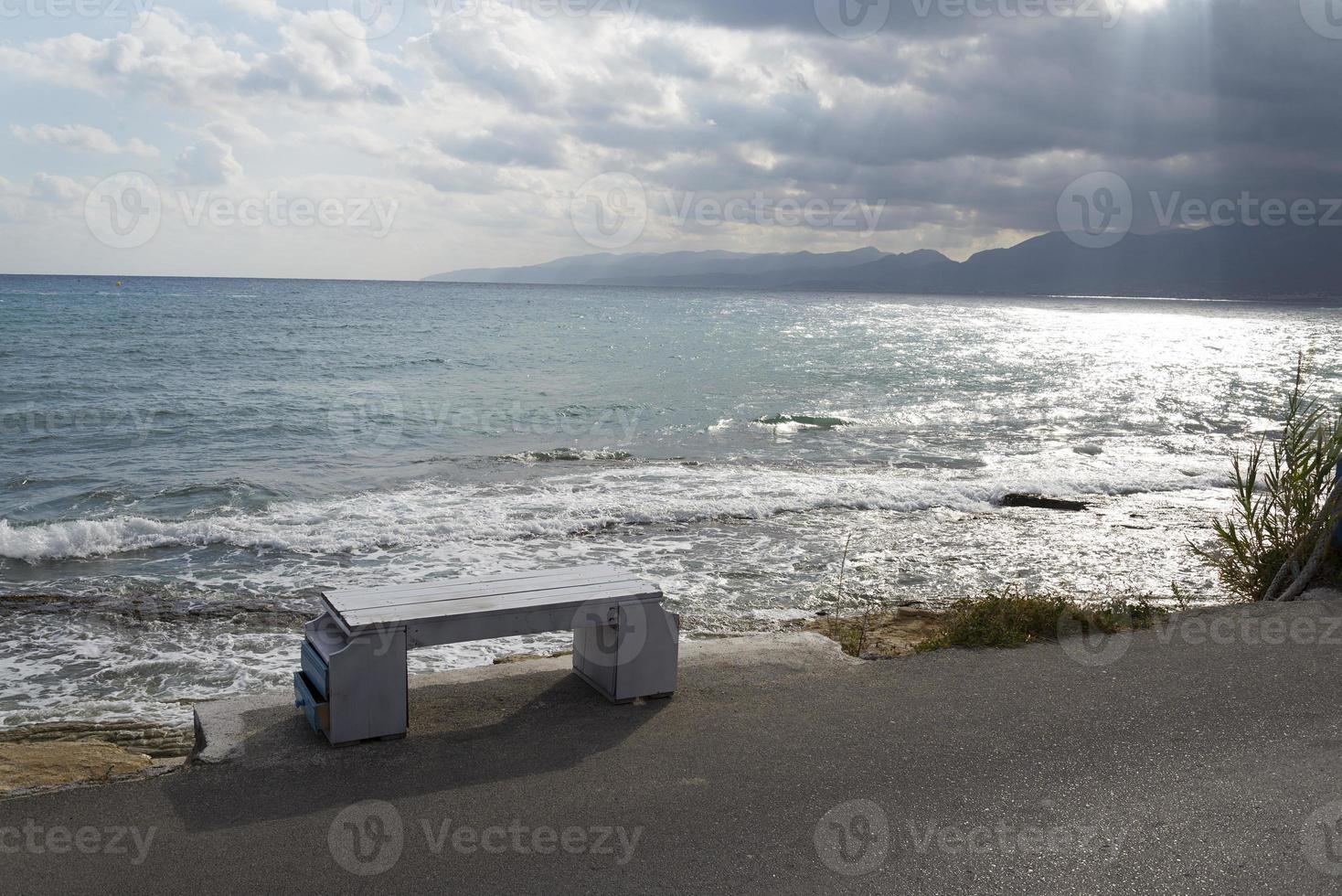 Sea view from the bench. photo
