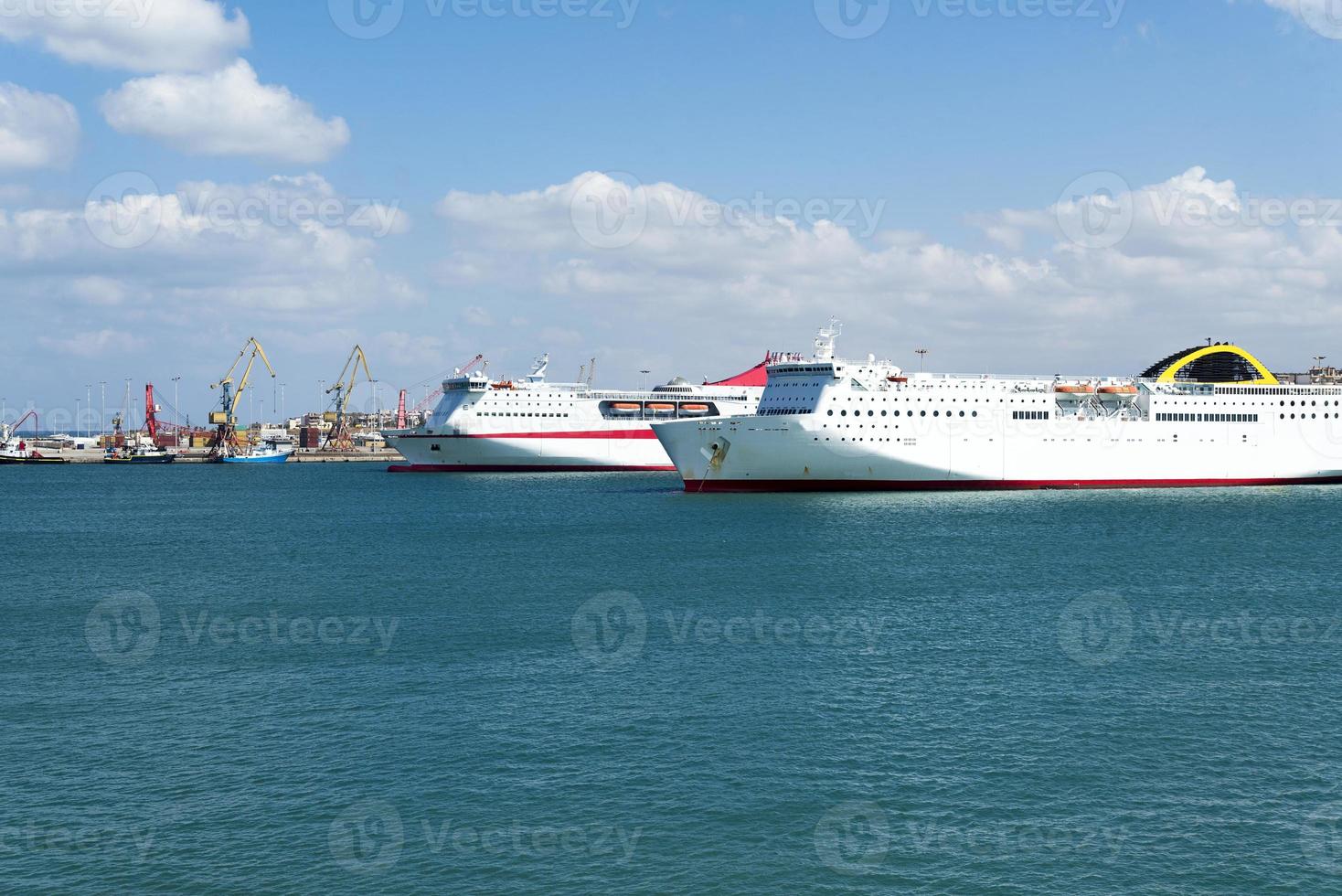 View of cruise ship in port on the island of Crete. photo