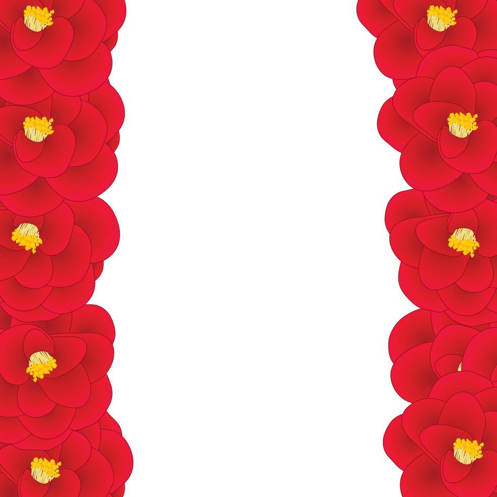 Red Camellia Flower Border vector