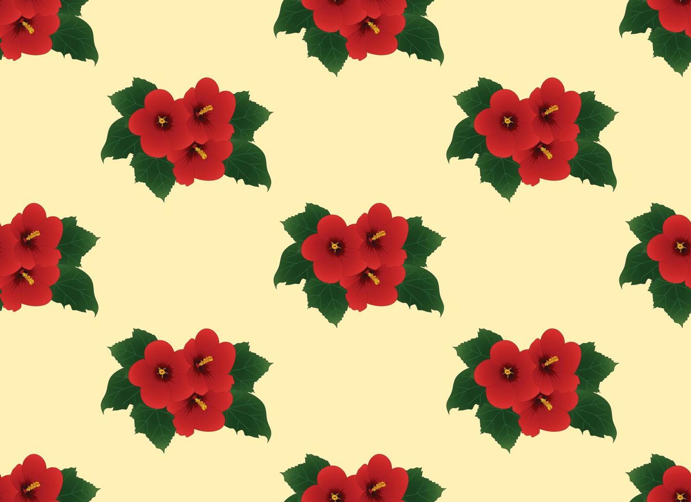Red Hibiscus syriacus - Rose of Sharon on Ivory Beige Background vector