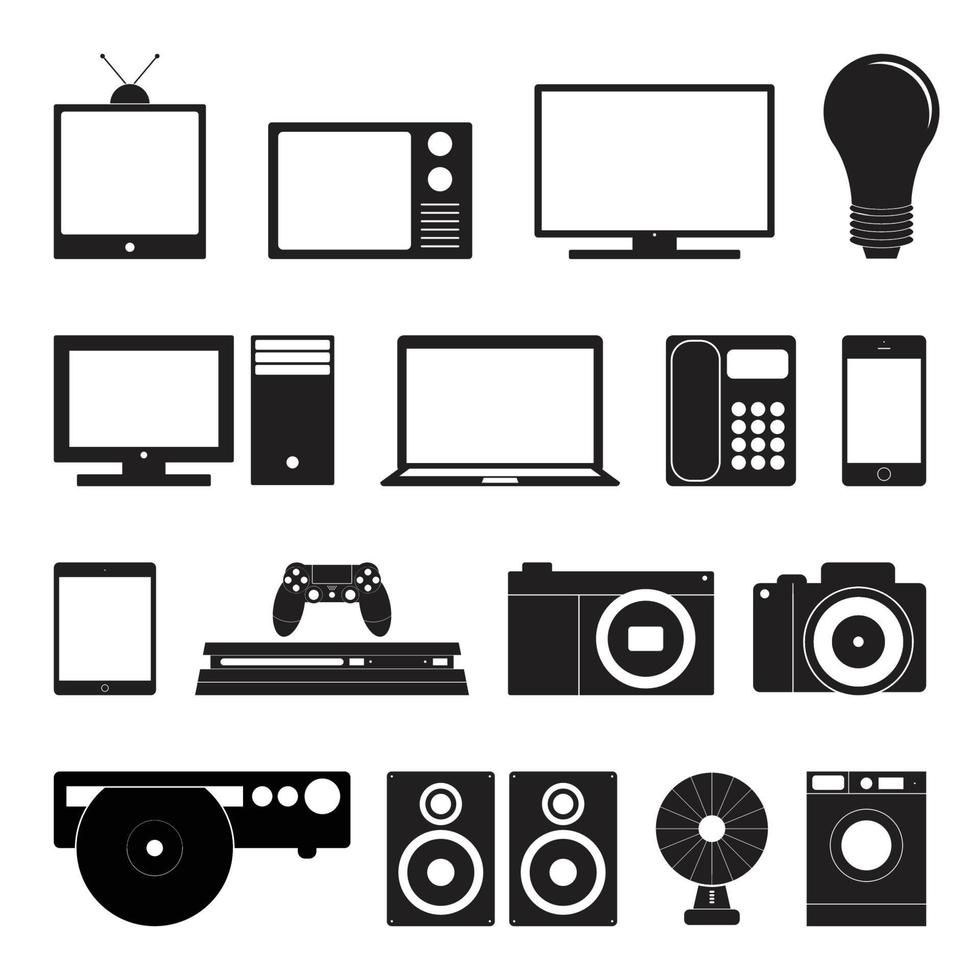 conjunto de iconos de tecnología electrónica ilustración vectorial. vector