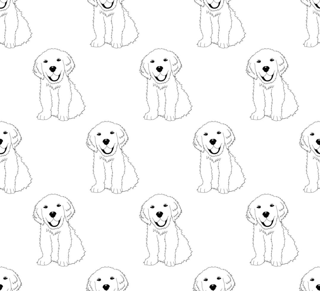 Labrador Golden Retriever Dog Seamless on White Background vector