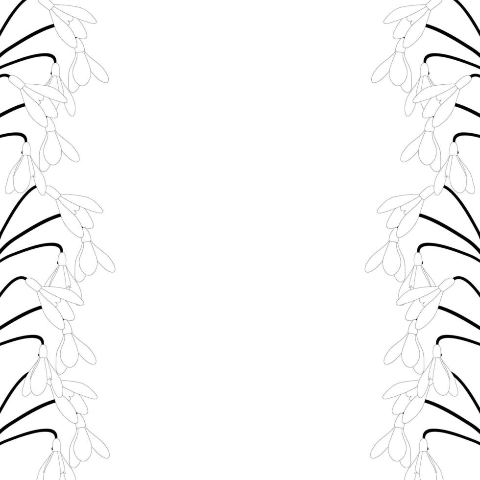 Snowdrop Border Outline vector