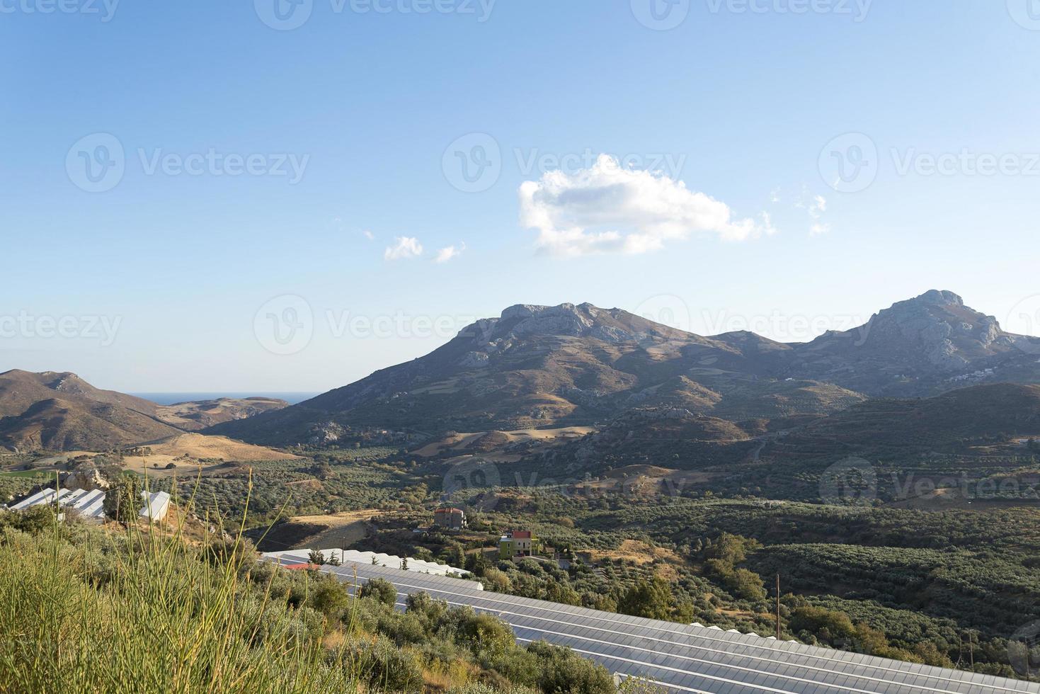 colinas con arbustos en un día soleado. foto