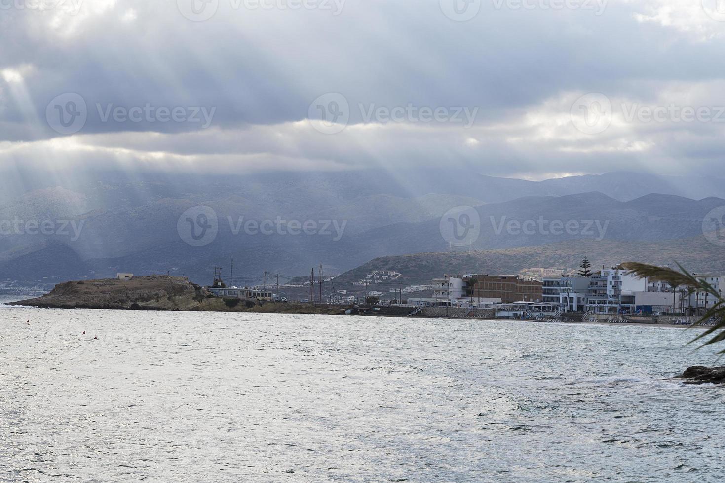 Cloudy sky with sun rays. photo