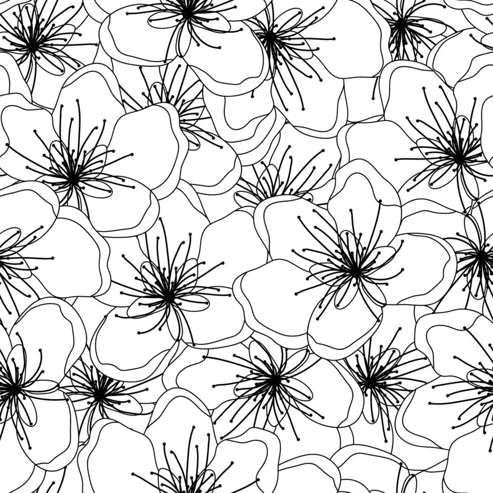 fondo de textura transparente de contorno de flor de cerezo de durazno vector