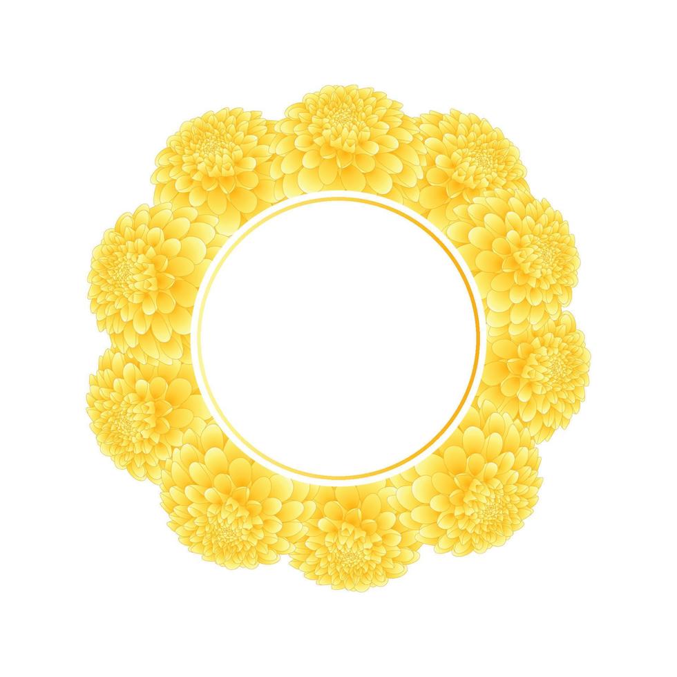 Yellow Dahlia Banner Wreath vector