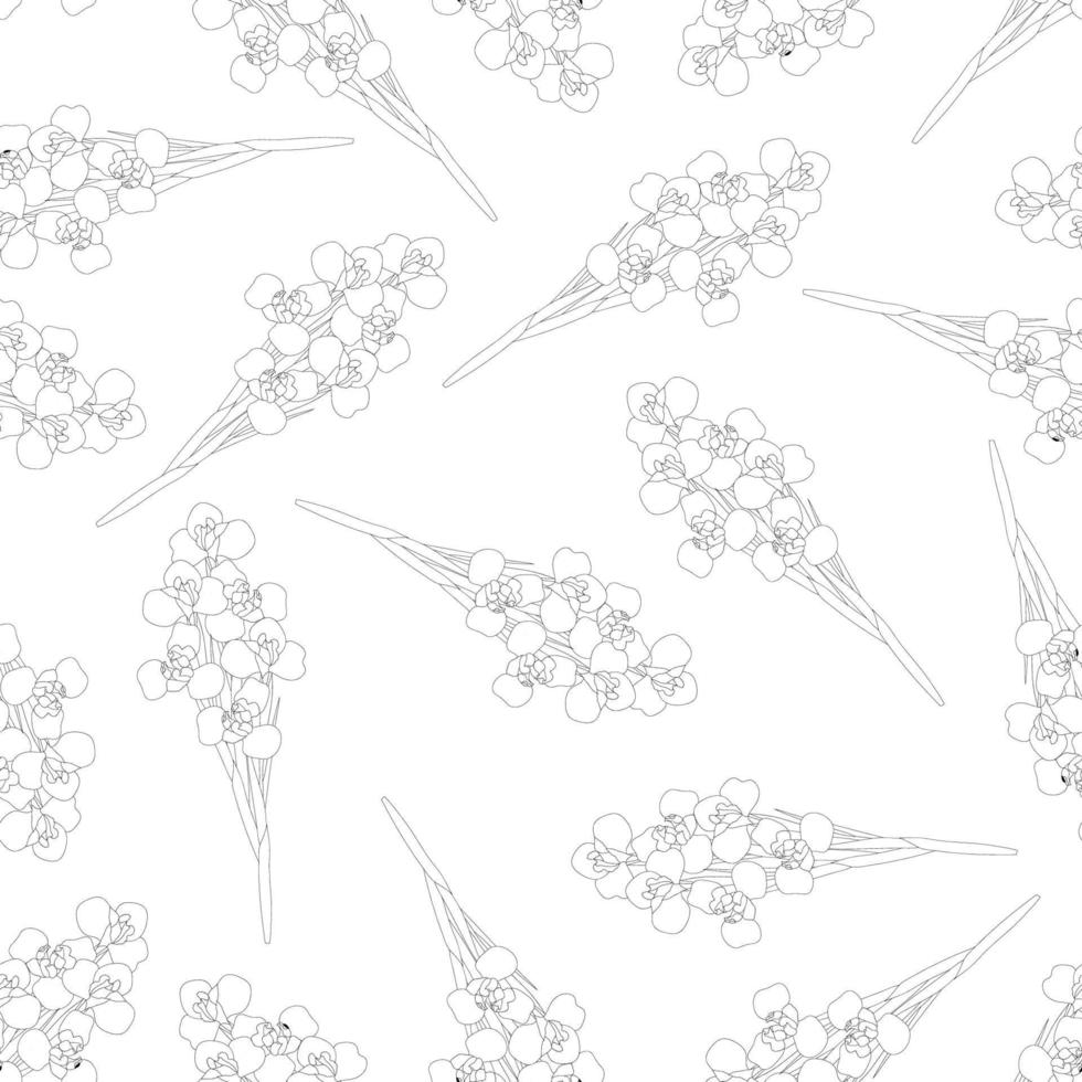 Iris Flower Seamless Outline on White Background vector