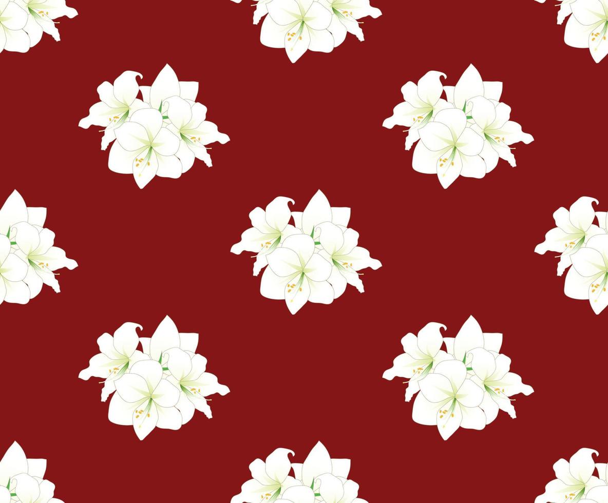 White Amaryllis on Red Background vector