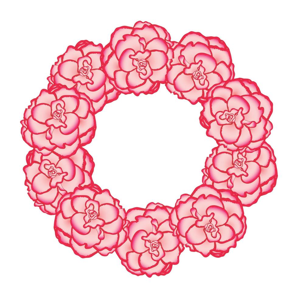 flor de begonia rosa, corona de primer amor picotee. vector