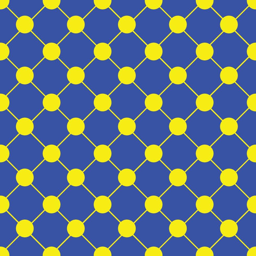 Yellow Polka dot Chess Board Grid Blue Background vector