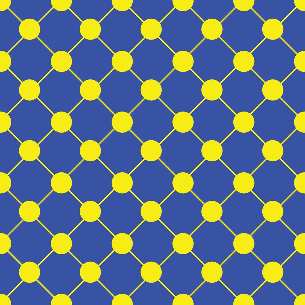 Yellow Polka dot Chess Board Grid Blue Background vector