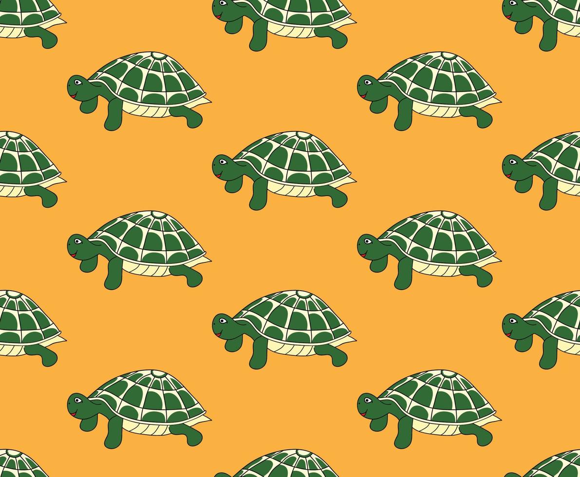 Green Turtle on Yellow Background vector