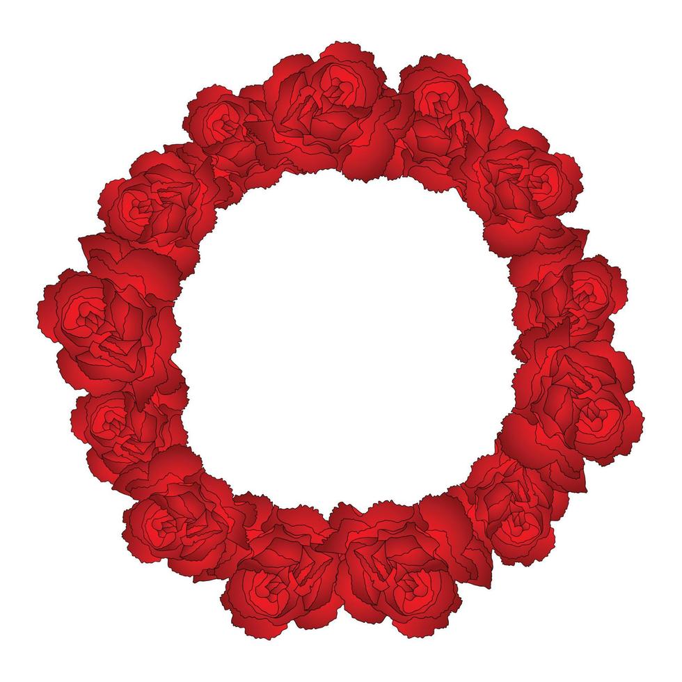 corona de flores de clavel rojo vector