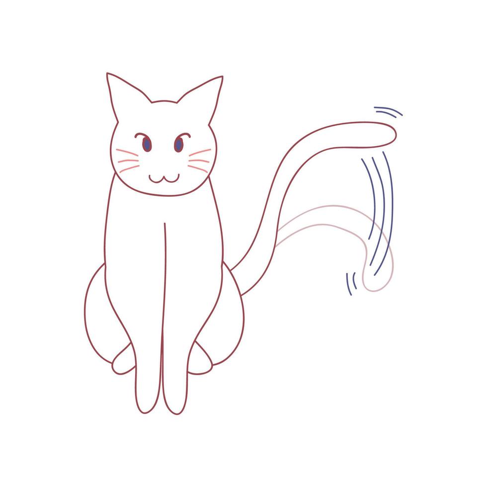 lindo gato blanco moviendo la cola vector