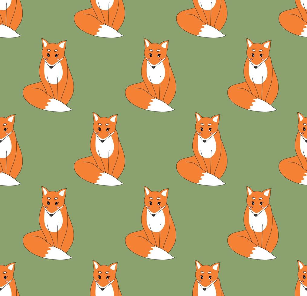 Red Fox on Green Background vector