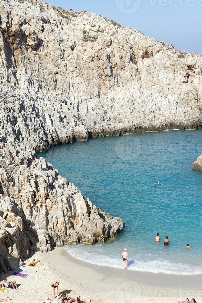 Sandy beach, the Bay of the devil, the island of Crete. photo