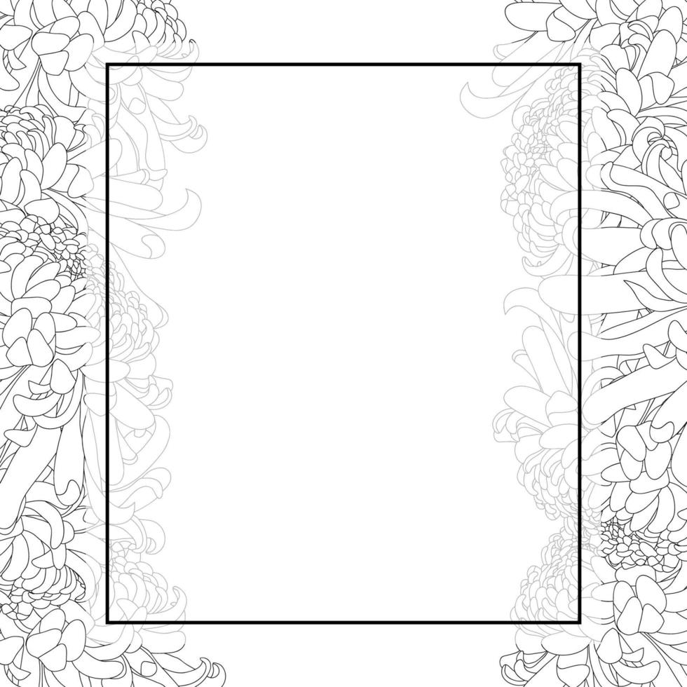 Chrysanthemum Outline Flower Banner Card Border vector