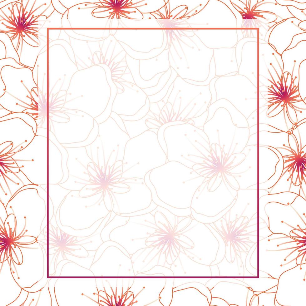 Colorful Line Peach Cherry Blossom Banner Background vector