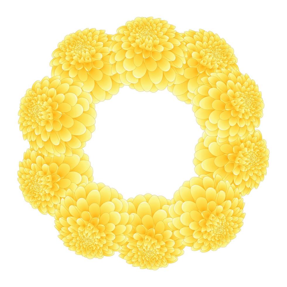Yellow Dahlia Wreath vector