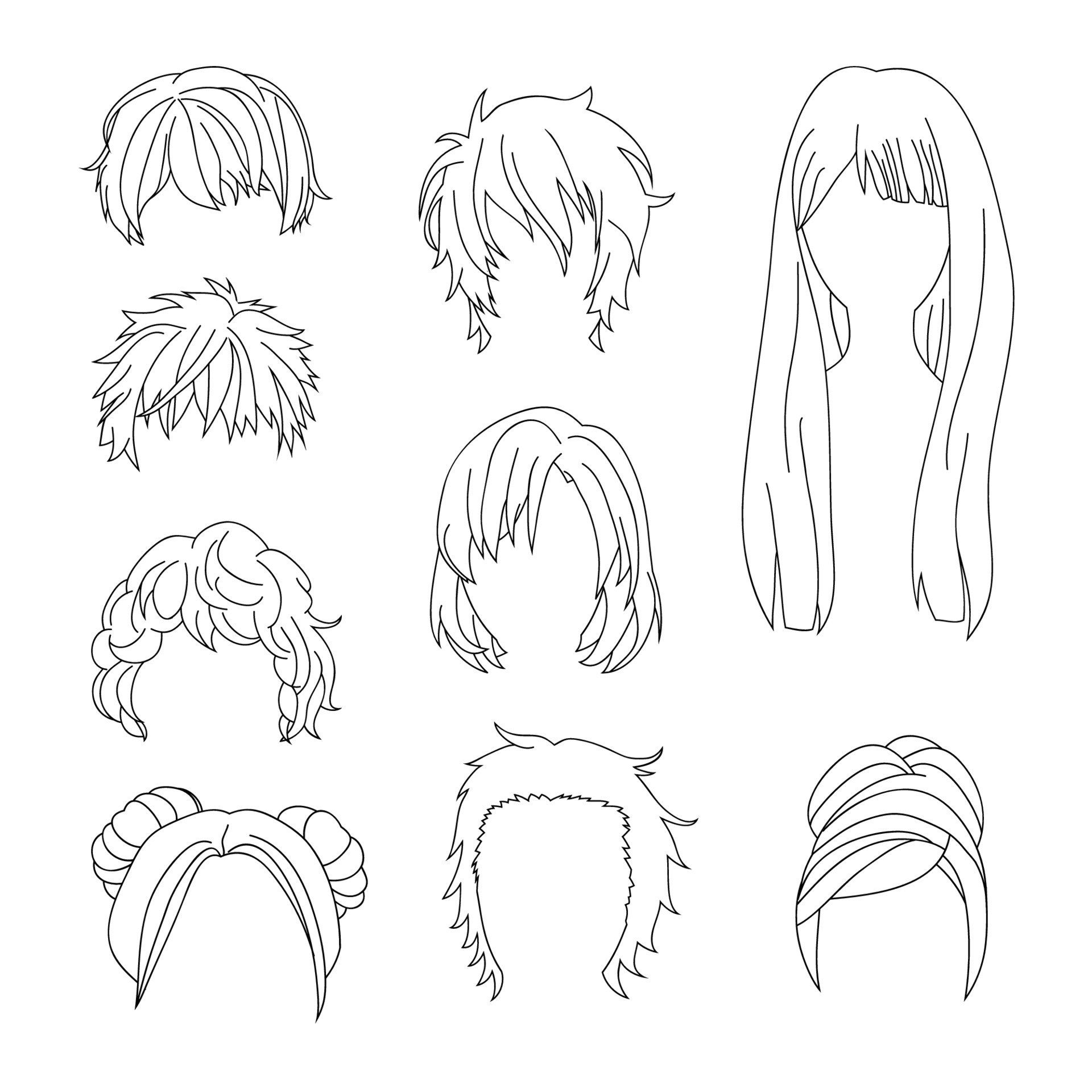 Collection Hairstyle for Man and Woman Hair Drawing Set 2. 5124620 Vector  Art at Vecteezy