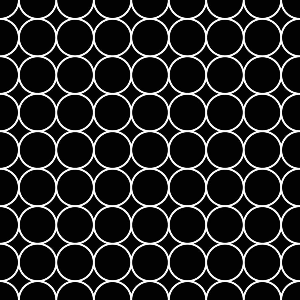 White Circle Japanese Seamless on Black Background. Vector Illustration